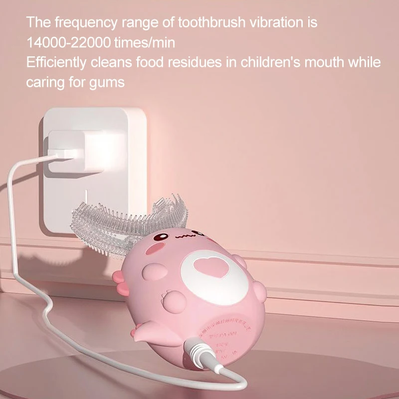 Children U-shaped Electric Toothbrush 360 Degrees Smart Cartoon Kids silicone Toothbrush Automatic Rechargeable Sonic Toothbrush - Image 5