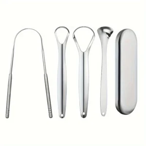 Adult Tongue Scraper Set:Stainless Steel Spoon shaped tongue scraper, Reduces Bad Breath,Easy to Use,Oral Hygiene Tongue Cleaner