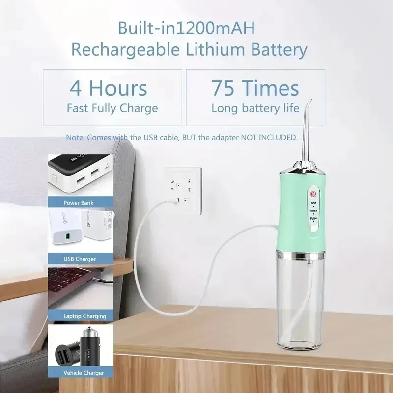 Portable Smart Electric Oral Irrigator Water Flosser 4 Jets 3 Modes Rechargeable Dental Water Jet Irrigator Dental Teeth Cleaner - Image 3