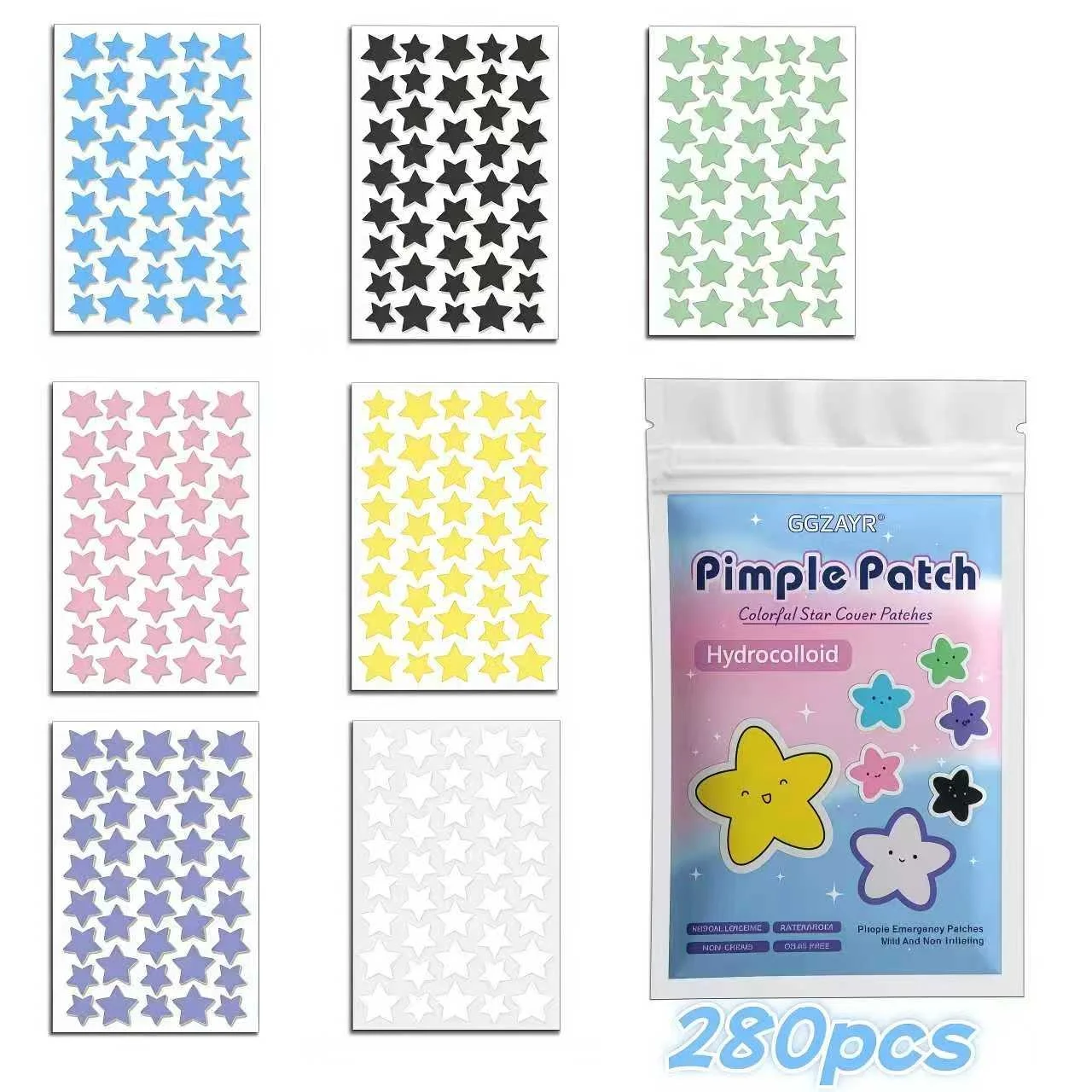 280/1120/1680pcs Seven-Color Star Pimple Patches – Invisible Hydrocolloid Dots for Fun & Gentle Skincare - Image 2