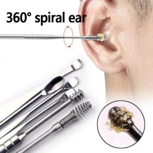 Effective 6Pcs Earwax Cleaning Tool with Spiral Earpick and Ear Curette, Ear Care Tool for Daily Use