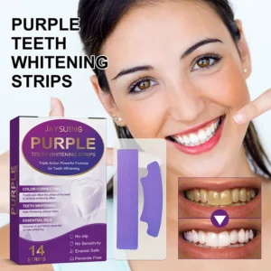 14pcs/box Teeth Bleaching Strip Purple Dental Cleaning Whitener Veneers Oral Hygiene Care Brightening Tooth Whitening Gel Strips