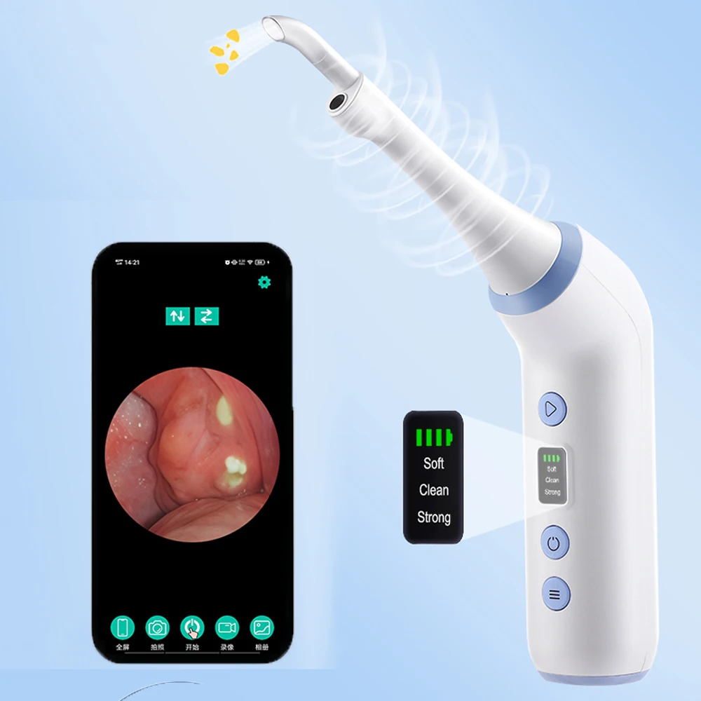 Electric Visible Vacuum Tonsil Stone Remover Kit with 3 Suction Modes Oral Care Tool for Tonsil Stones Removal Oral Fresh Care