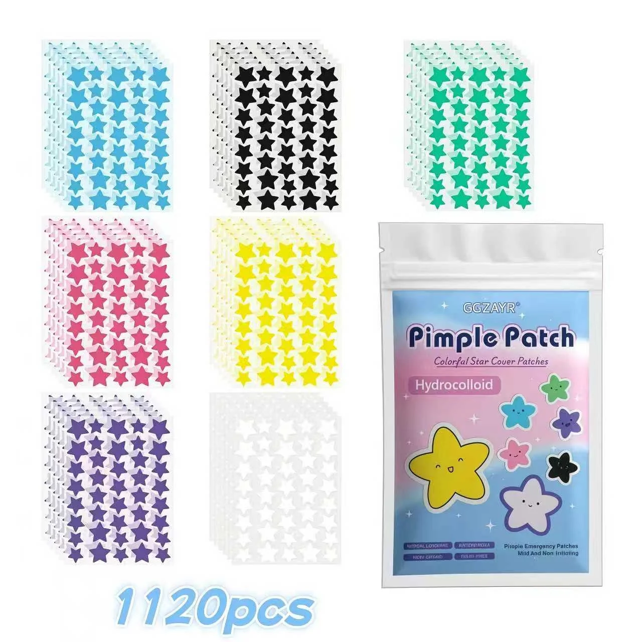 280/1120/1680pcs Seven-Color Star Pimple Patches – Invisible Hydrocolloid Dots for Fun & Gentle Skincare - Image 3