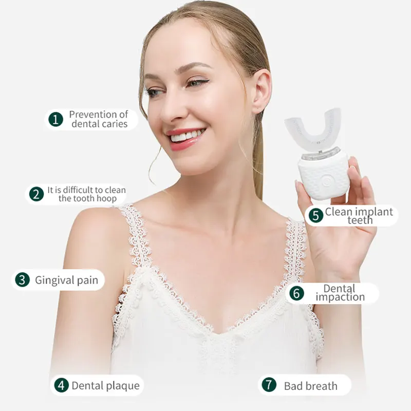 Electric Toothbrush for Adult Automatic USB Charge U-Shaped Toothbrush 360 Degrees Intelligent Rechargeable Toothbrus - Image 3